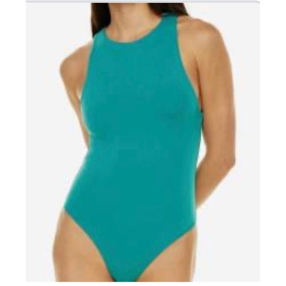 Aritzia Babaton Teal Bodysuit Sleeveless Tank Top Racerback One Piece Womens
